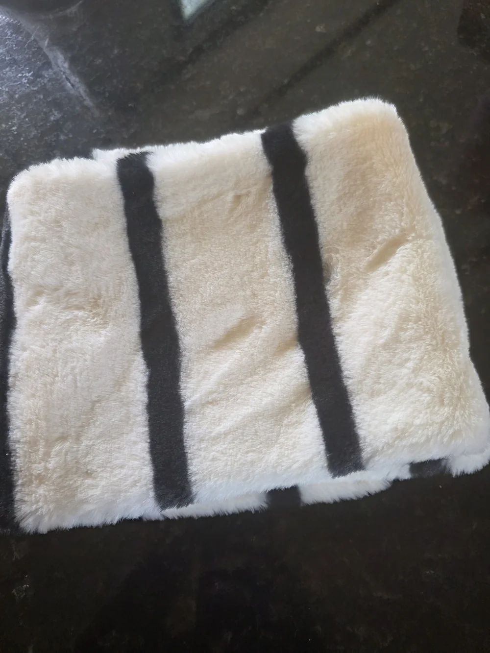 Sakkas Cream Plush Scarf with Black Stripes